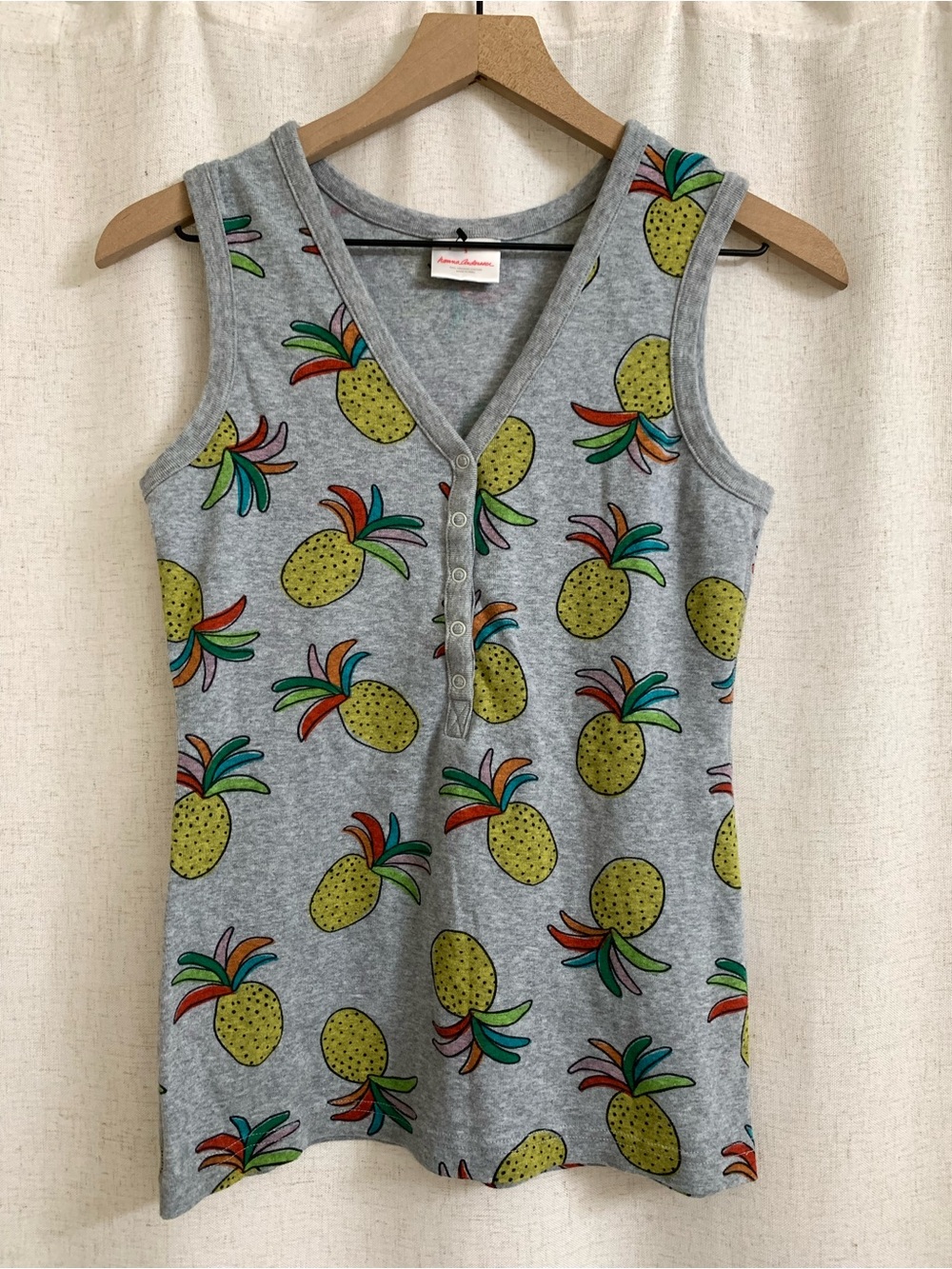 Hanna Andersson 100% Organic Cotton Pineapple Print Sleeveless Pajama Tank Small